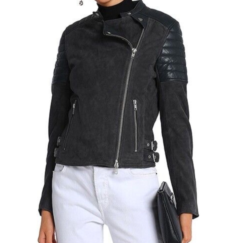 Muubaa Leather Paneled Suede Jacket